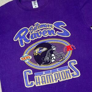 Baltimore Ravens Super Bowl XXXV AFC Champions Fruit of the Loom XL T-Shirt FLAW